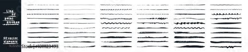  Black set paint, ink brush, brush strokes. A set of grunge vector watercolor and ink strokes