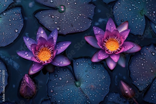 Purple Water Lilies photo