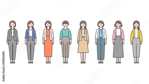 女性の全身アバターイラスト素材セット