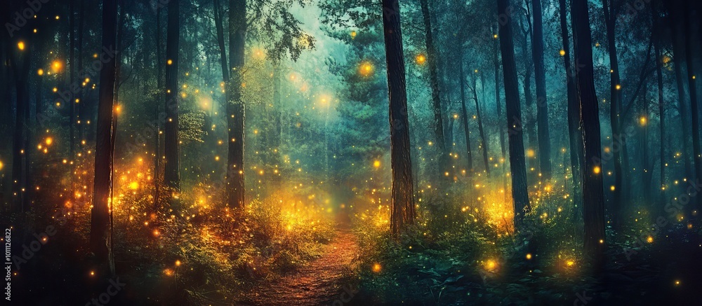 Enchanted Forest With Fireflies Enchanted Forest With Fireflies