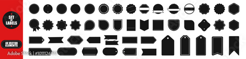 Set of speech bubbles, empty sale labels set. Vector tag, burst stamp, promo badge, sticker blank templates. Set of starburst.