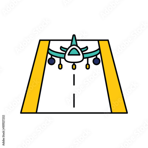 Runway color line icon with white background vector stock illustration