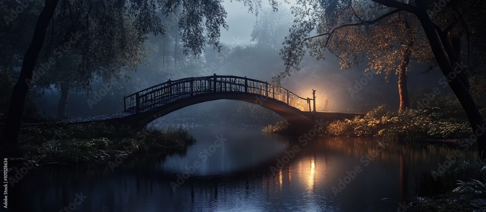 Fototapeta premium Bridge Over Misty Stream
