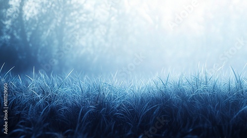 Enchanted Blue Fog Over Lush Grassland