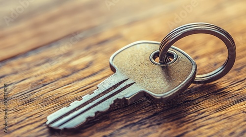 A close-up of a vintage key resting on a wooden surface, symbolizing security and access to hidden treasures.