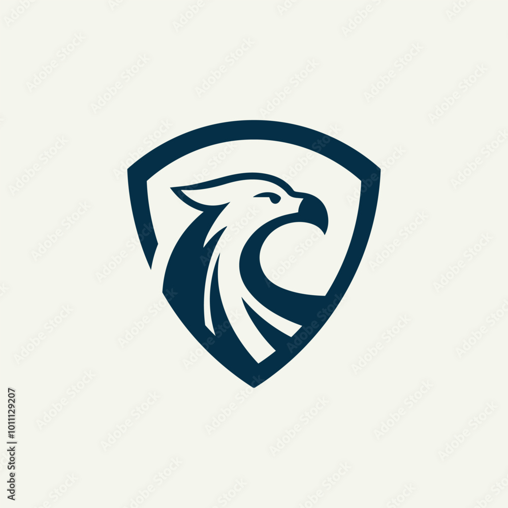 Obraz premium Logo illustration of a simple silhouette of an eagle in a shield