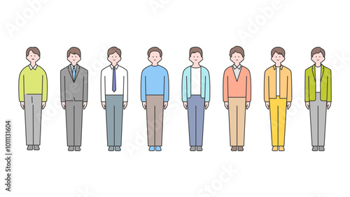 男性の全身アバターイラスト素材セット