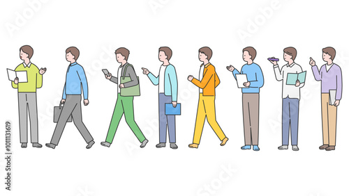 男性の全身アバターイラスト素材セット・ビジネスシーン