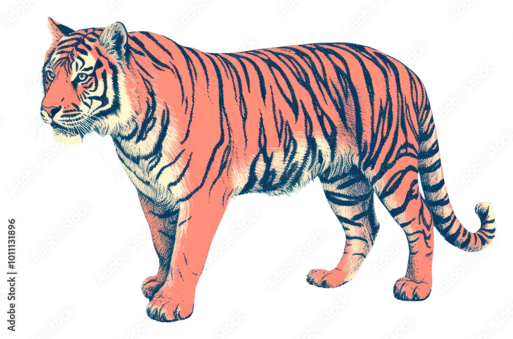 Fototapeta premium PNG Tiger full body wildlife animal mammal.