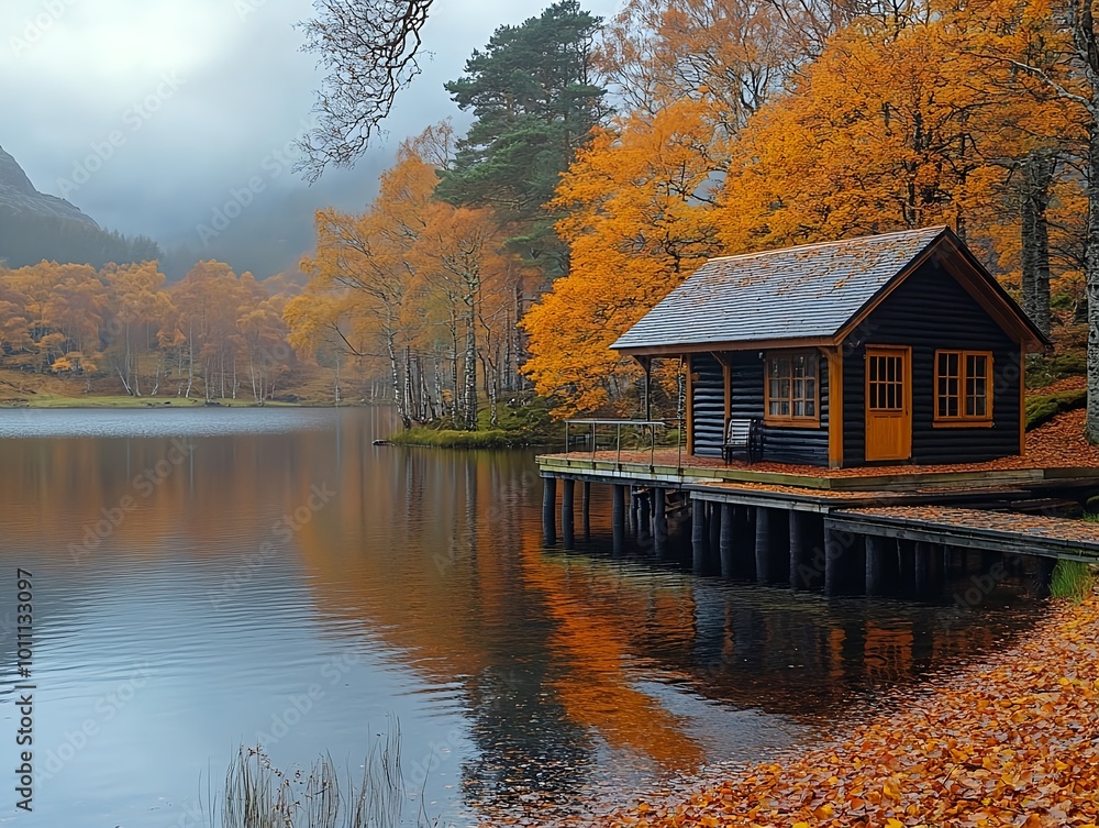 Autumn in the Cairngorms features a serene lake surrounded by vibrant colors. Autumn in the Cairngorms features a serene lake surrounded by vibrant colors.