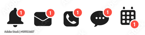 Notification icon set. New e-mail, new message icon. Social media chat notify communication. Vector illustration