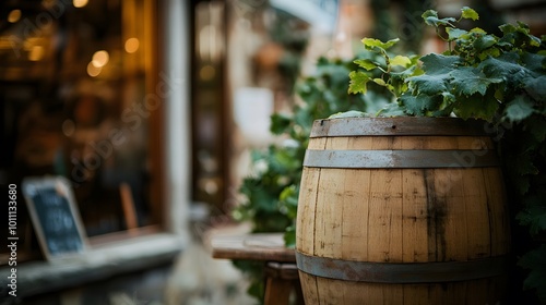 Symbolic Barrel in Wine Appreciation Hub, Glass Wall Panache for Tasting Elegance photo