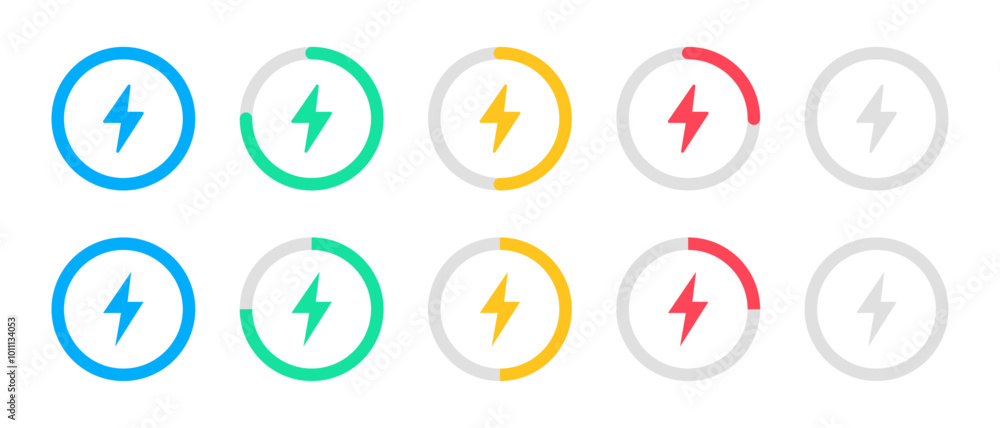 Set of battery charge level indicator in percent - vector. Set of battery charge level indicator in percent - vector.
