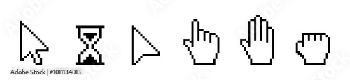 Cursor icon pixel set. Computer pixel cursor.