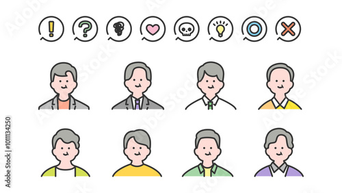 ベテラン男性の上半身アバターアイコン素材