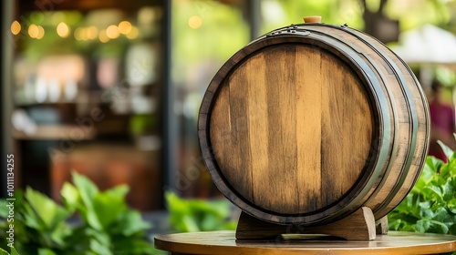 Symbolic Barrel in Wine Appreciation Hub, Glass Wall Panache for Tasting Elegance photo