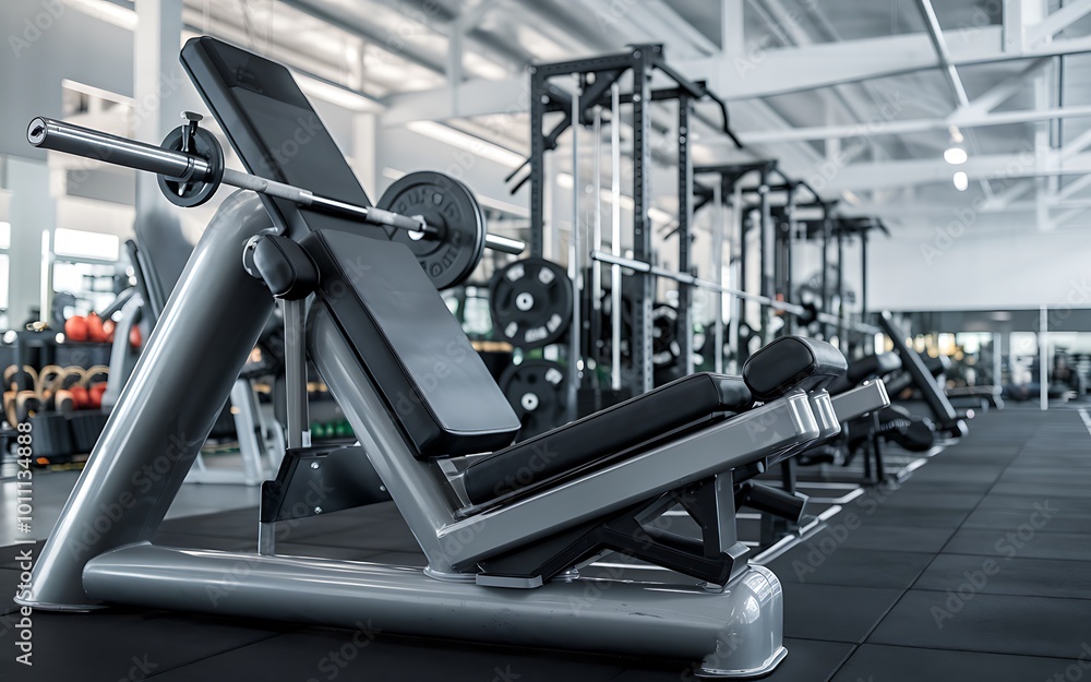 Modern gym interior with weight training equipment. Modern gym interior with weight training equipment.