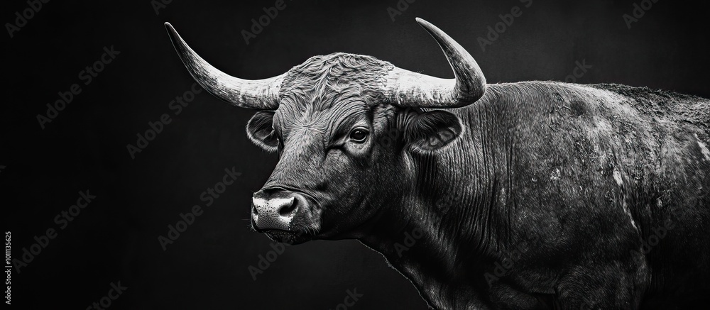Naklejka premium Black and White Bull Portrait