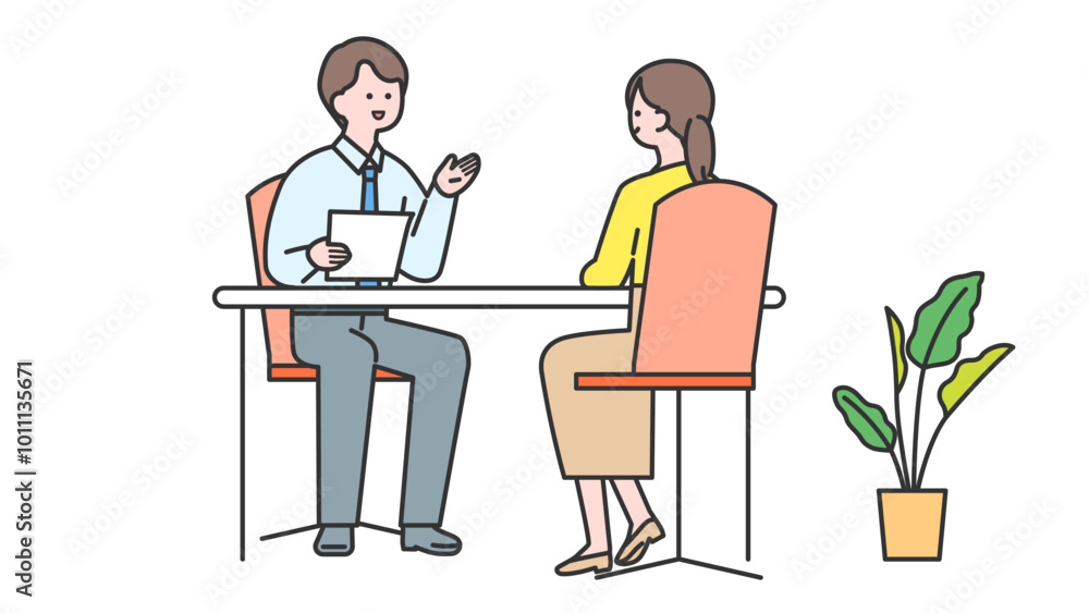 対面での打合せ・相談をする人々 対面での打合せ・相談をする人々