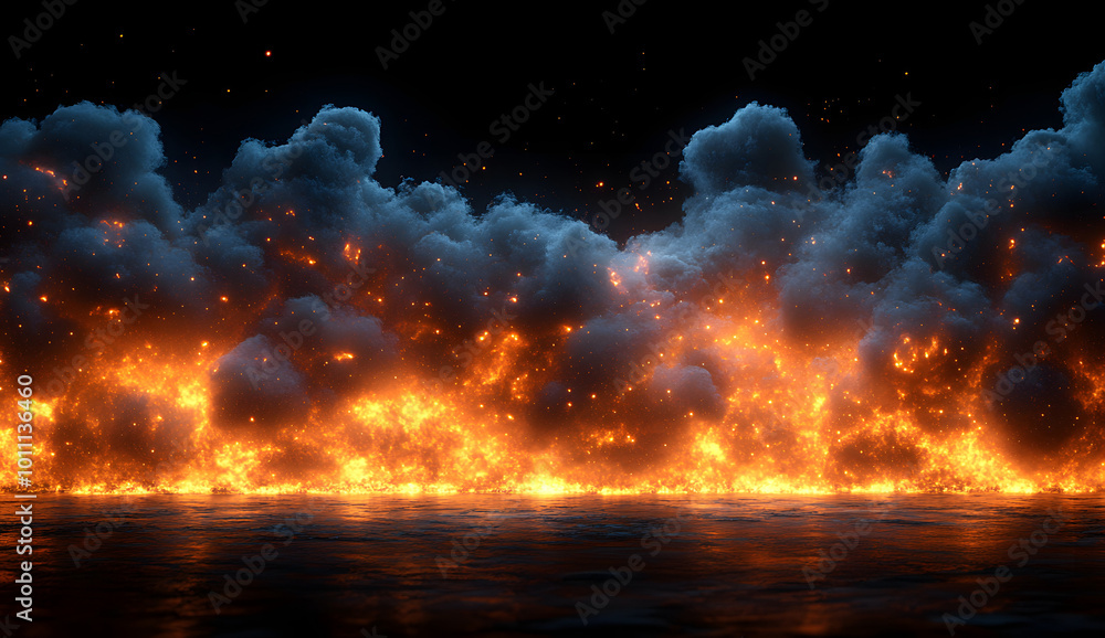 A powerful image depicting a massive fire with fierce flames rising dramatically into the sky, creating an intense and captivating scene. This photograph captures the raw energy and destructive force A powerful image depicting a massive fire with fierce flames rising dramatically into the sky, creating an intense and captivating scene. This photograph captures the raw energy and destructive force