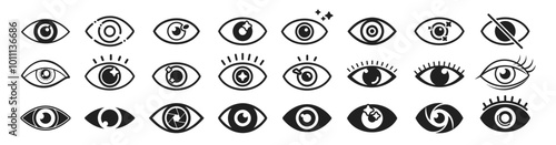 Eye icon set. Eyesight symbol. Simple eye collection. Open eyes images. Eyes set vector design logo silhouette