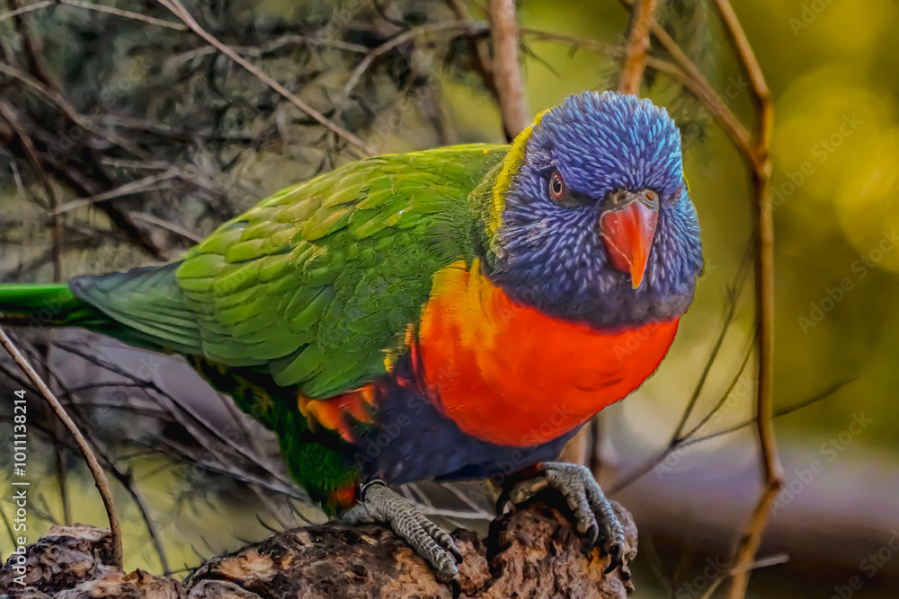 Rainbow lorikeet sitting on a branch