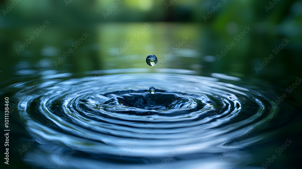 A mesmerizing close-up of ripples in water, creating intricate circular patterns that dance gracefully across the surface. This image captures the delicate beauty of nature, highlighting how even the A mesmerizing close-up of ripples in water, creating intricate circular patterns that dance gracefully across the surface. This image captures the delicate beauty of nature, highlighting how even the