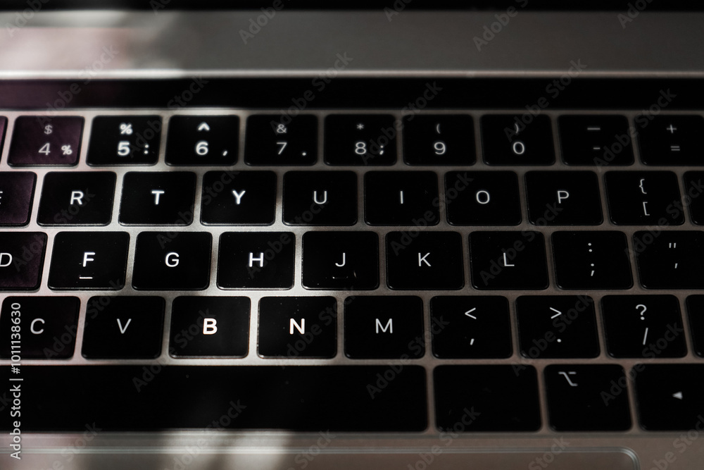 Modern laptop. Computer for daily routine. Typing on keyboard. Modern laptop. Computer for daily routine. Typing on keyboard.