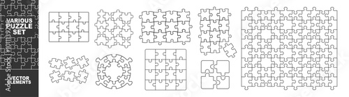 Puzzle pieces vector set. Puzzle pieces vector set. Puzzle jigsaw on transparent background