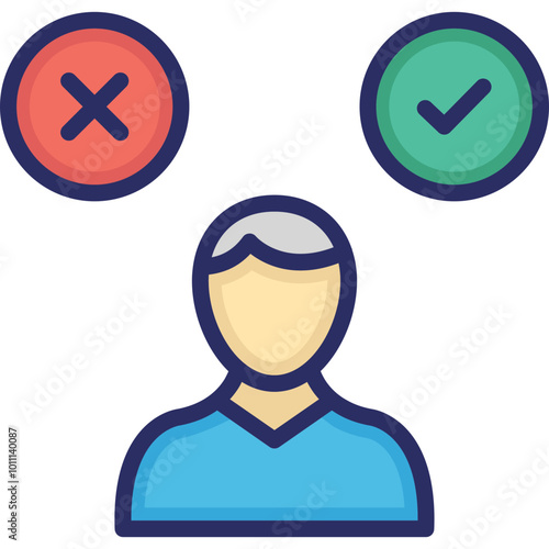 Ballot Paper vector icon in color outline style 