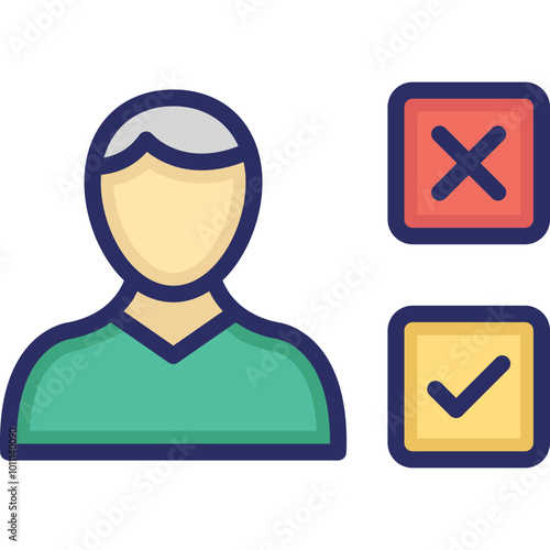 Ballot Paper vector icon in color outline style 