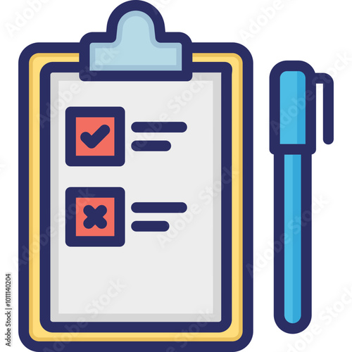 Ballot vector icon in color outline style 