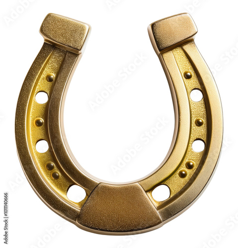 Golden Horseshoe Symbol of Luck and Fortune Isolated on Transparent Background. photo