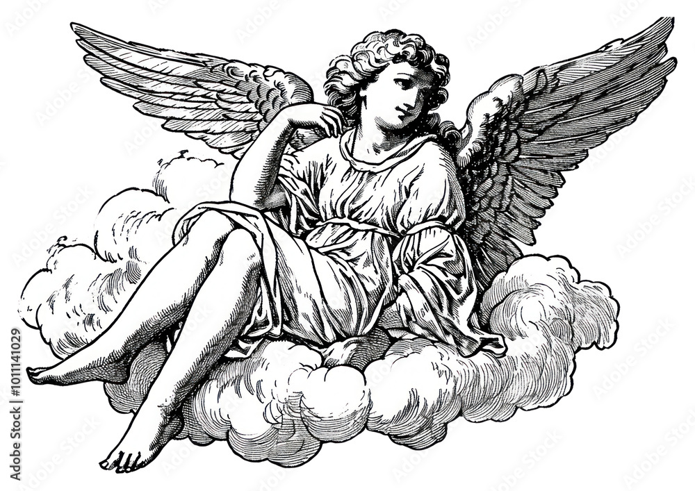 Fototapeta premium PNG Angel drawing sketch art.