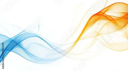 Abstract flowing waves in blue and orange, symbolizing motion and fluidity.