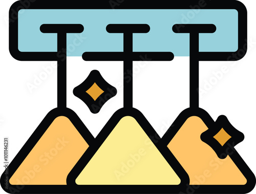 This icon represents the process of surface mining, a method used to extract minerals close to the earth's surface