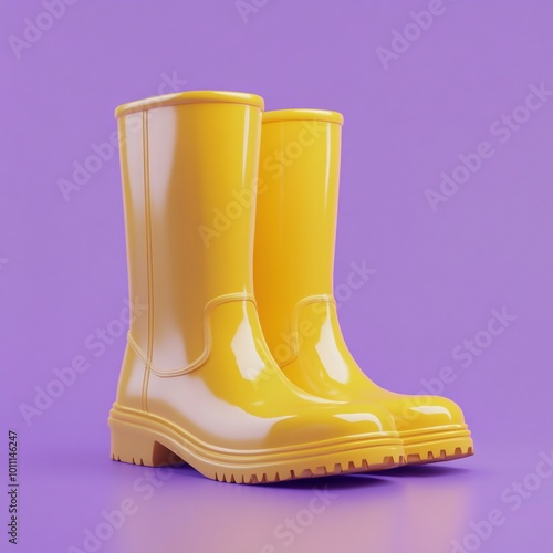 3D Rain Boots Icon: Footwear for Wet Weather Illustration Logo