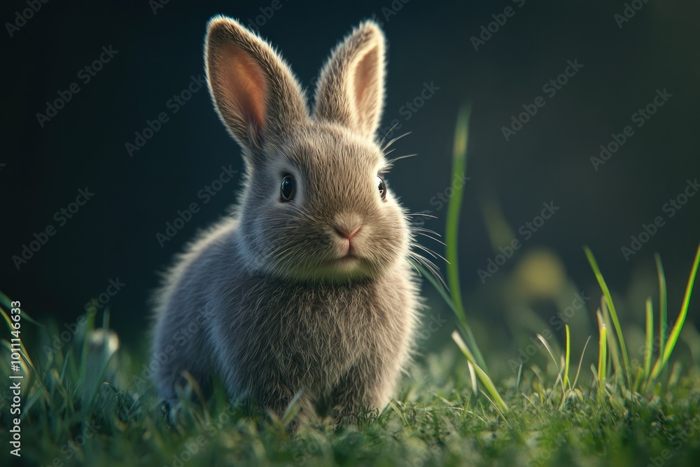 Charming Fluffy Rabbit in Natural Setting Charming Fluffy Rabbit in Natural Setting