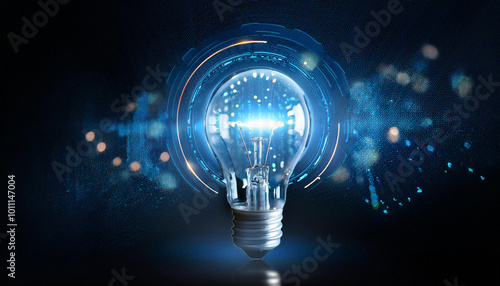 light bulb on dark background,light bulb on dark background.Glowing glass light bulb on dark background. ai generative

