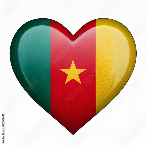 カメルーンの国旗のハート(Heart of Cameroon flag on white.)
 photo