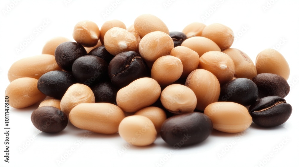 A variety of beans in different colors, showcasing their natural shapes and textures. A variety of beans in different colors, showcasing their natural shapes and textures.