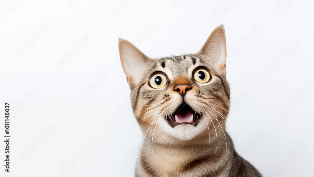 The cat reacting with surprise, wide eyes and open mouth The cat reacting with surprise, wide eyes and open mouth