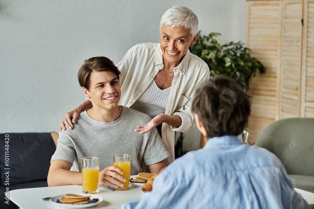A joyful family breakfast filled with warmth, laughter, and delicious food in a bright, inviting home. A joyful family breakfast filled with warmth, laughter, and delicious food in a bright, inviting home.