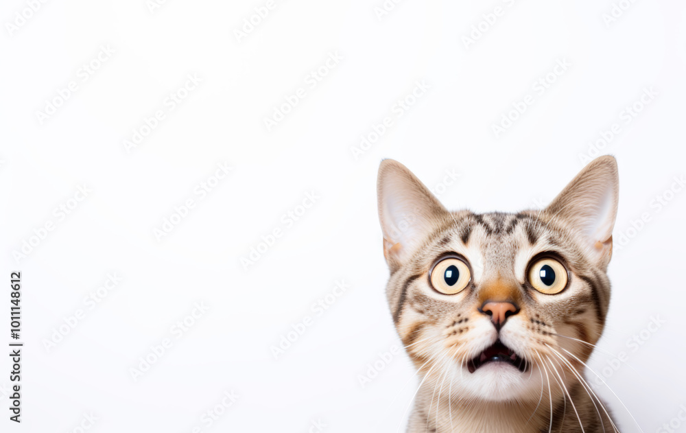 Obraz premium The cat reacting with surprise, wide eyes and open mouth