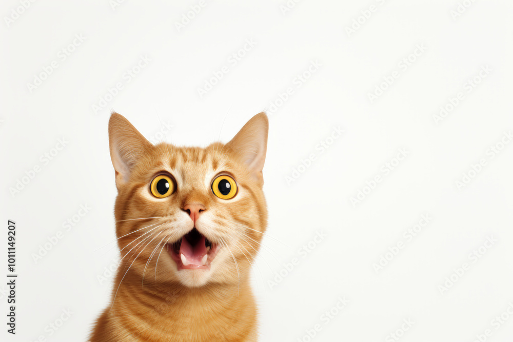 The cat reacting with surprise, wide eyes and open mouth The cat reacting with surprise, wide eyes and open mouth
