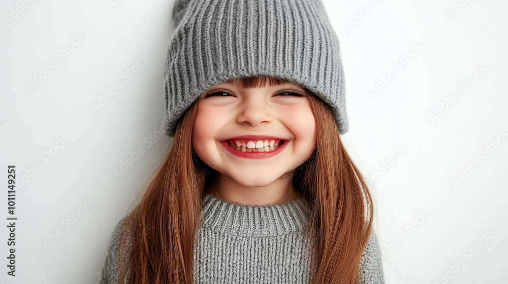 Cheerful Little Girl in Winter Hat Cheerful Little Girl in Winter Hat