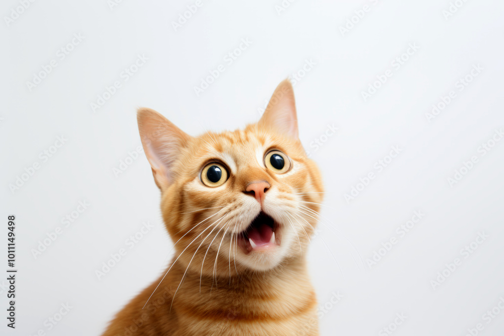 The cat reacting with surprise, wide eyes and open mouth The cat reacting with surprise, wide eyes and open mouth