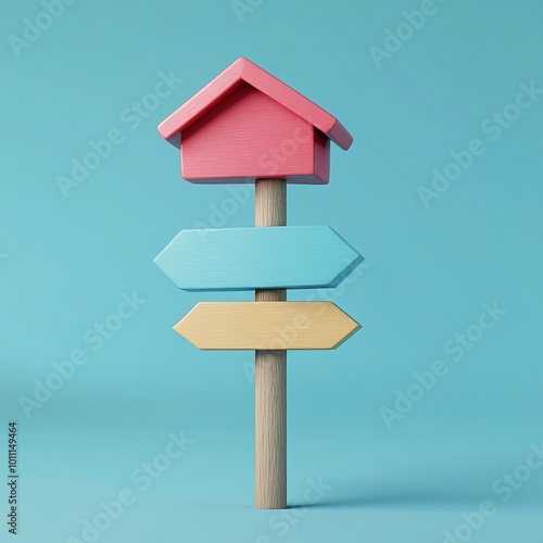 3D Signpost Icon: Property for Sale or Rent Illustration Logo