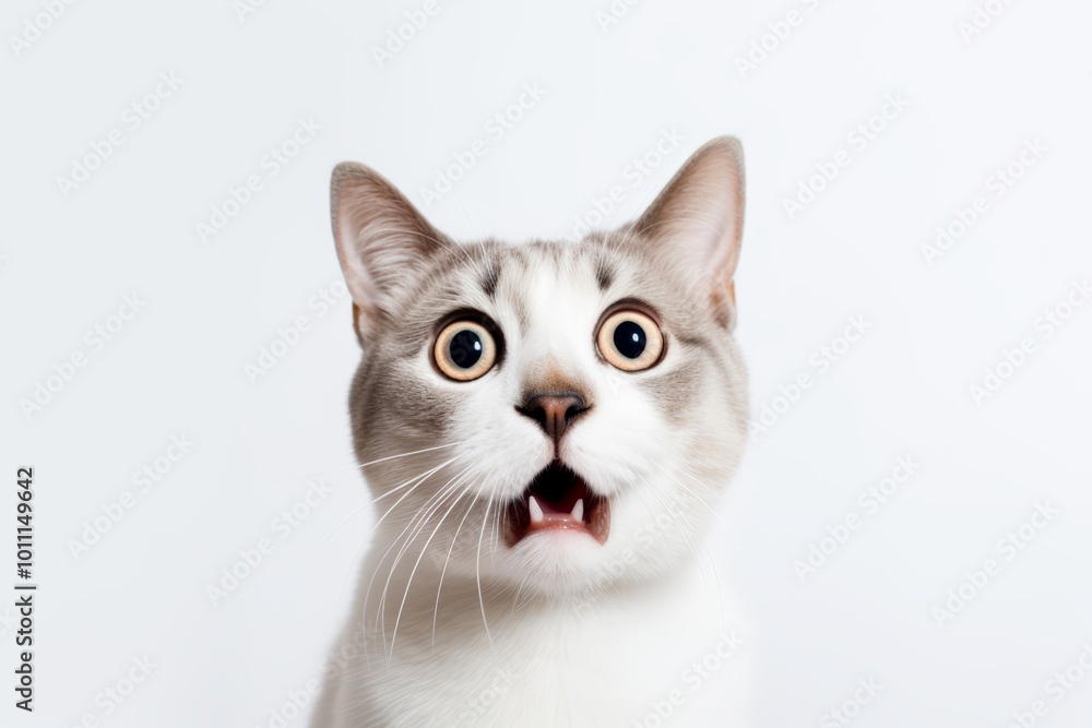 The cat reacting with surprise, wide eyes and open mouth The cat reacting with surprise, wide eyes and open mouth
