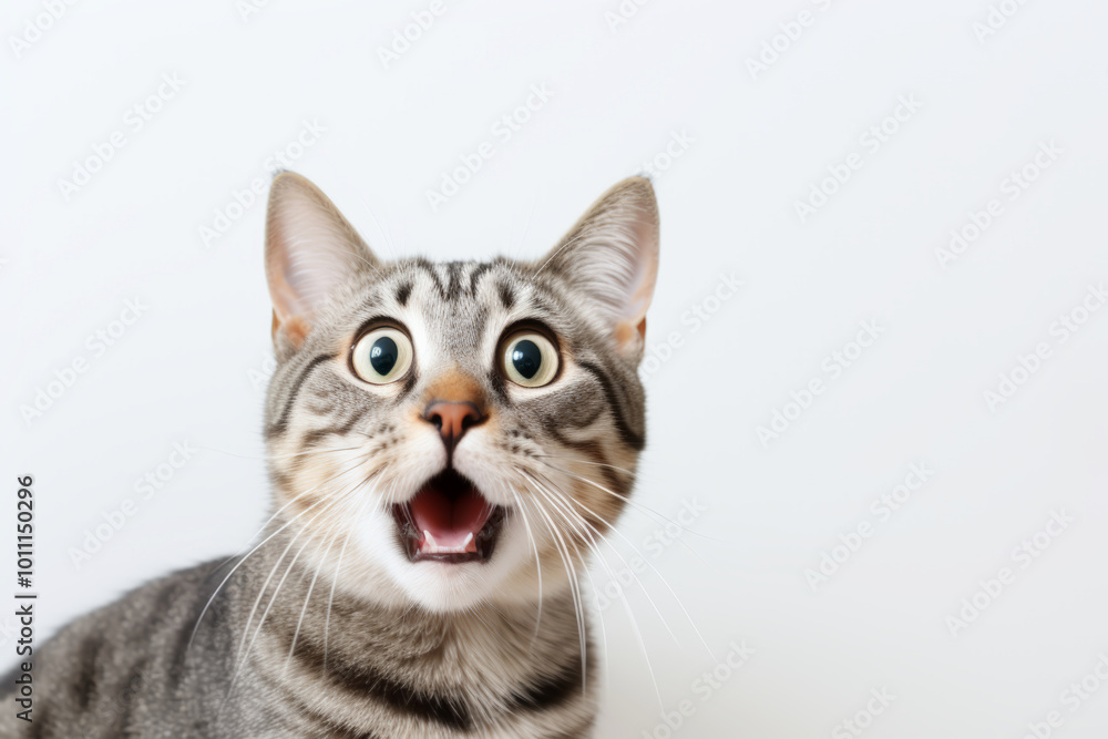 The cat reacting with surprise, wide eyes and open mouth The cat reacting with surprise, wide eyes and open mouth